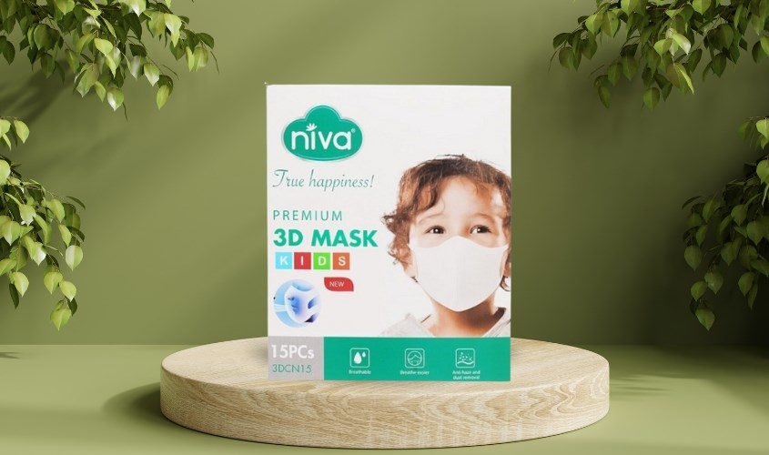 Hộp 15 cái khẩu trang y tế 3D cho bé Niva 3 lớp