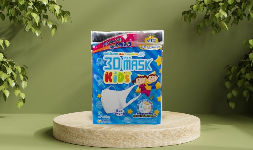 Túi 5 cái khẩu trang y tế 3D cho bé Unicharm 3 lớp