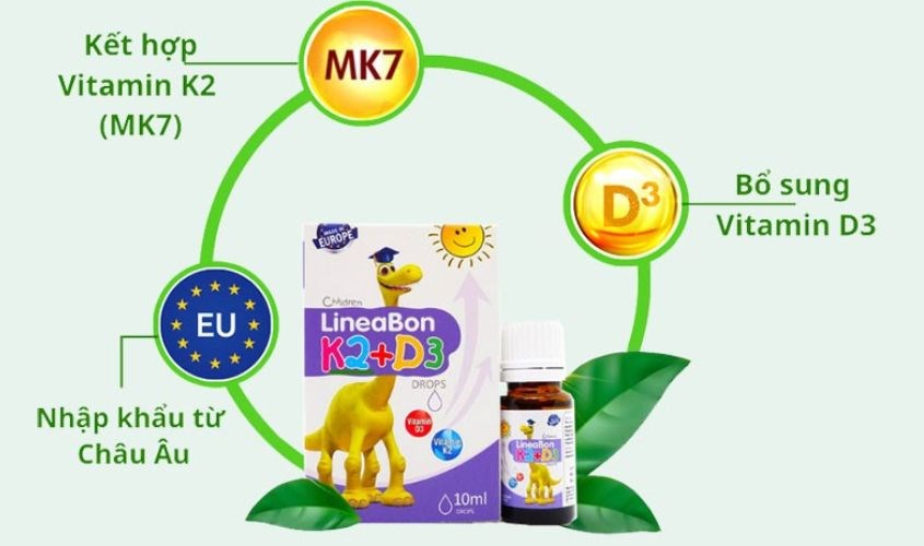 Siro LineaBon K2+D3 hỗ trợ trẻ hấp thu canxi 10 ml (từ 0 tháng)