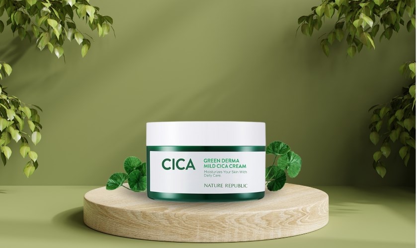 Kem dưỡng ẩm chiết xuất Rau Má và Keo Ong Nature Republic Green Derma Mild Cica 190 ml Kem dưỡng ẩm chiết xuất Rau Má và Keo Ong Nature Republic Green Derma Mild Cica 190 ml