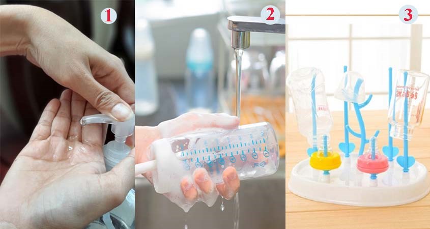 Các bước vệ sinh bình sữa bằng nước rửa chuyên dụng