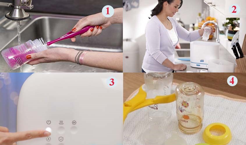 Các bước tiệt trùng bình sữa bằng máy tiệt trùng