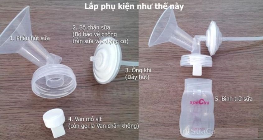 Các linh kiện của của máy hút sữa Spectra 