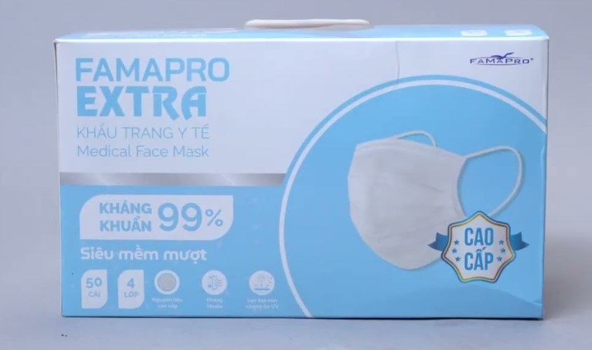 Hộp 50 cái khẩu trang y tế FAMAPRO Extra 4 lớp