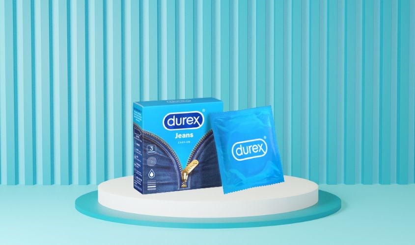 Hộp 3 cái bao cao su Durex Jeans siêu bôi trơn 52.5 mm Hộp 3 cái bao cao su Durex Jeans siêu bôi trơn 52.5 mm