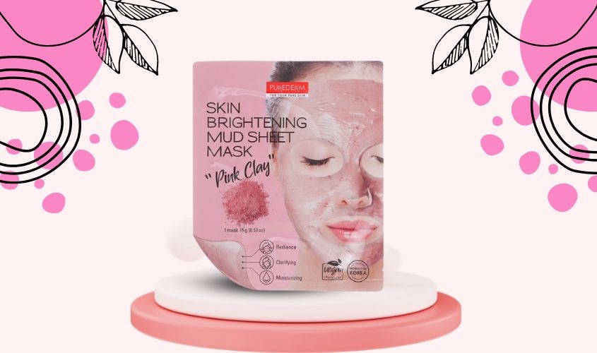 Mặt nạ giấy Đất Sét Hồng dưỡng trắng da Purederm 15g