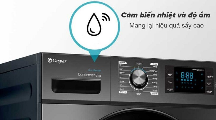 Máy sấy ngưng tụ Casper 8 kg TD - 80CGB sở hữu thiết kế đẹp, tích hợp nhiều tiện ích thông minh nên được nhiều người tin dùng