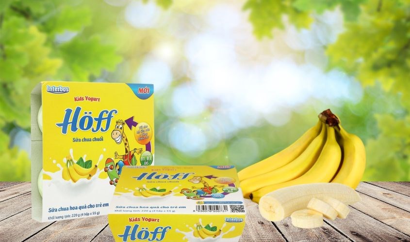 Lốc 4 hộp sữa chua trái cây Hoff vị chuối 55g