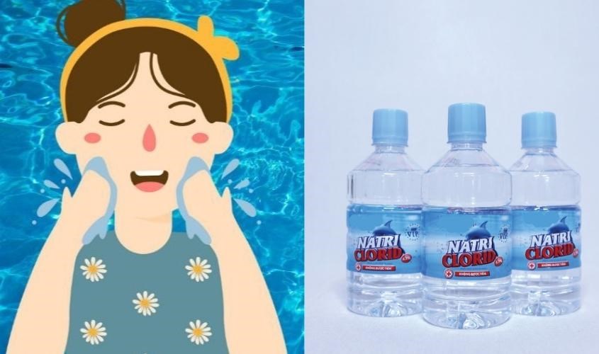 Không nên rửa mặt bằng nước muối sinh lý quá nhiều lần 1 ngày