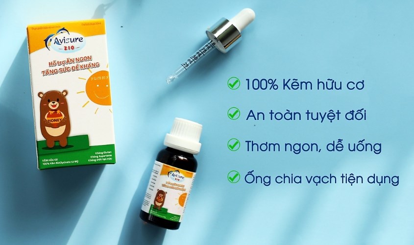 Siro Avisure Zio bổ sung kẽm hỗ trợ ăn ngon, tăng đề kháng 20 ml (từ 6 tháng)