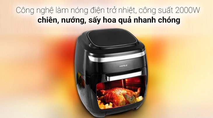 Công nghệ làm nóng điện trở nhiệt trên lò chiên không dầu Hafele AF-602A (535.43.711) 11 lít giúp bạn chiên, nướng thức ăn thơm ngon và tiết kiệm điện năng