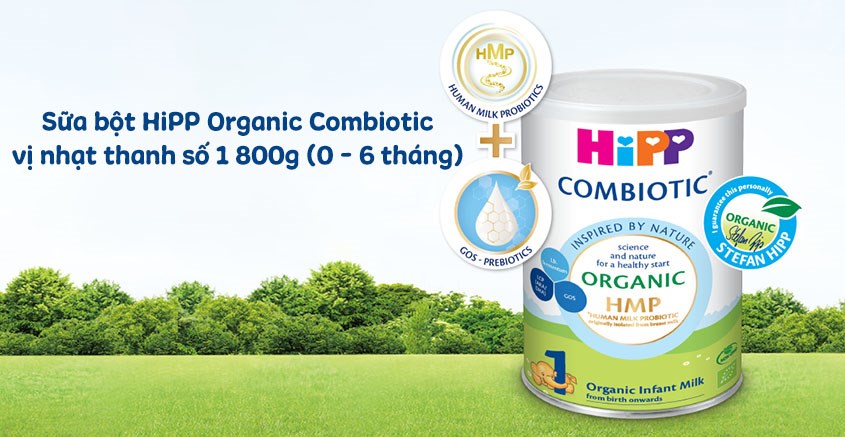 Sữa bột HiPP Organic Combiotic vị nhạt thanh số 1 800g (0 - 6 tháng)