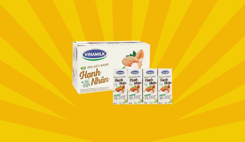 Thùng 48 hộp sữa đậu nành hạnh nhân Vinamilk 180 ml (từ 4 tuổi)