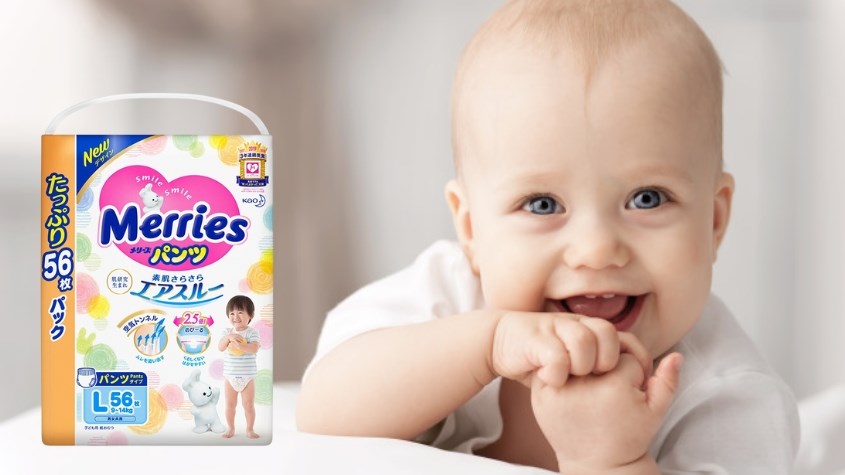 Tã quần Merries size L 56 miếng (9 - 14 kg)