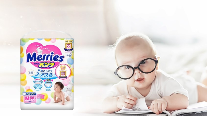 Tã quần Merries size M 58 miếng (6 - 11 kg)