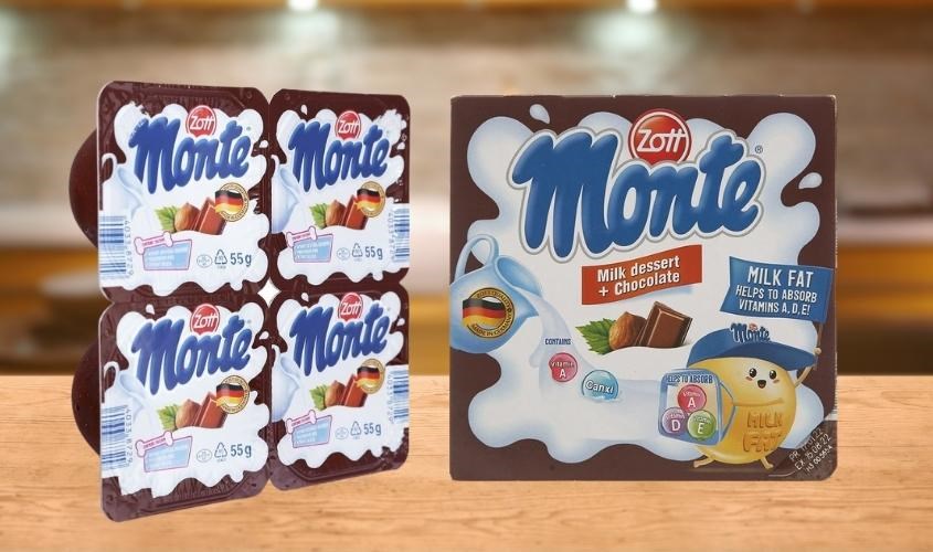 Lốc 4 hũ váng sữa Zott Monte vị socola 55g