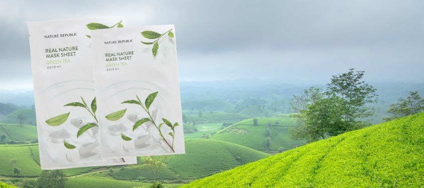 Mặt nạ giấy tinh chất Trà Xanh cấp ẩm, ngăn ngừa mụn Nature Republic Real Nature 23 ml