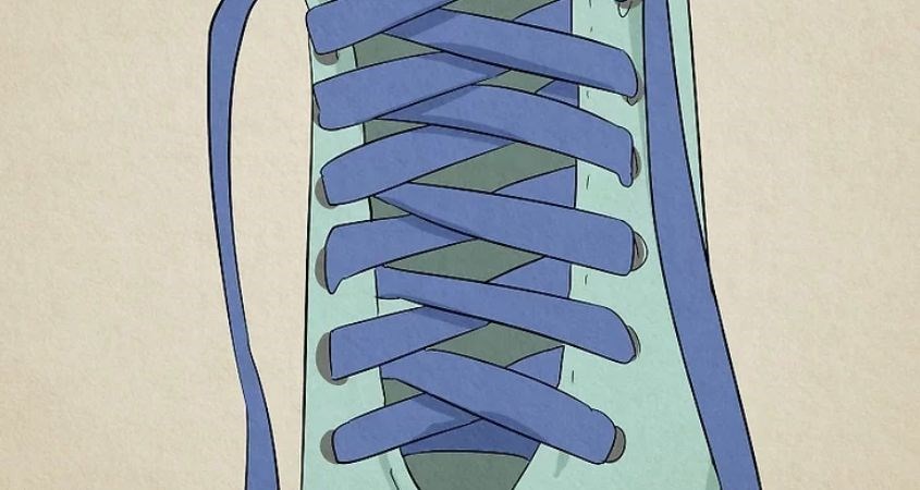  Luồn sợi dây bên dưới hàng dây đã xâu trước đó, xâu qua lỗ bỏ trống bên phải.