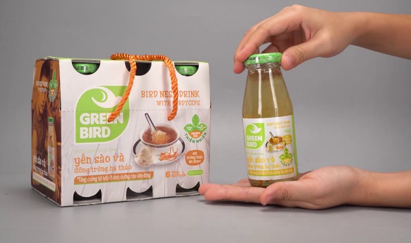 Lốc 6 chai nước yến sào đông trùng hạ thảo Green Bird 185 ml
