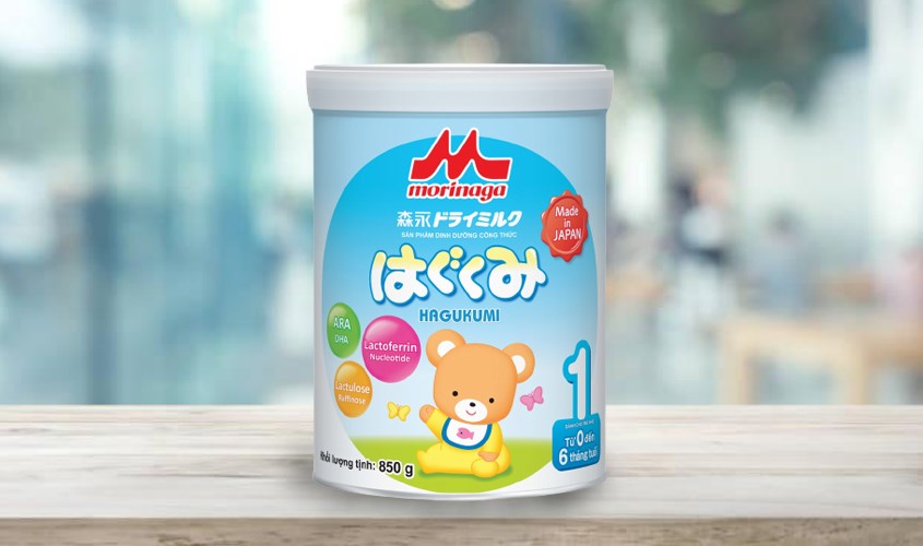 Sữa bột Morinaga Hagukumi số 1 850g (0 - 6 tháng) hỗ trợ phát triển trí não và tăng cường thị lực ở trẻ