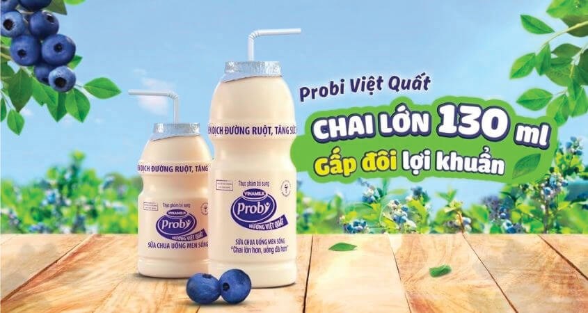 Lốc 5 chai sữa chua uống men sống Vinamilk Probi vị việt quất 65 ml