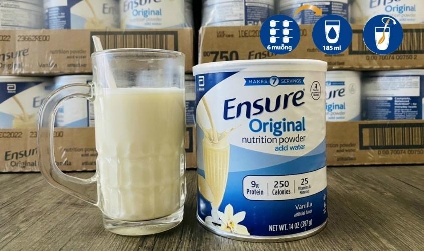 Pha sữa Ensure đúng theo hướng dẫn của nhà sản xuất, không tự ý thay đổi liều lượng