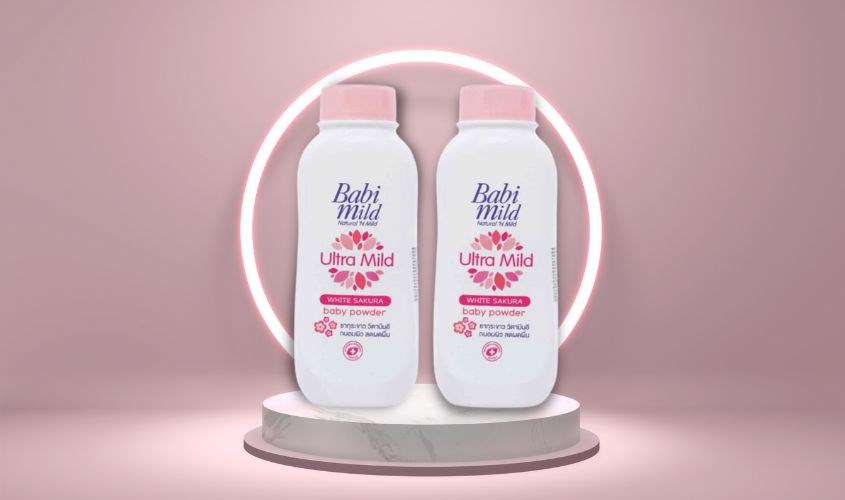 Phấn rôm cho bé Babi Mild White Sakura 180g