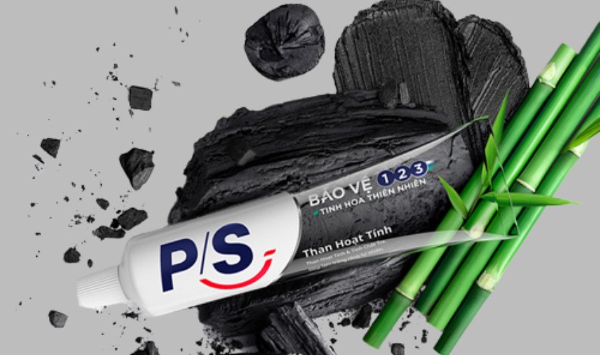 Kem đánh răng P/S bảo vệ 123 tinh hoa thiên nhiên than hoạt tính hương lá tre 230g