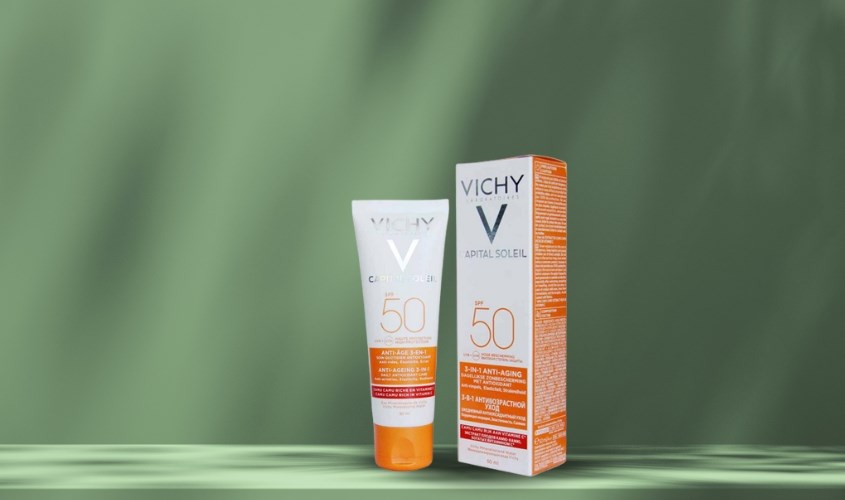 Kem chống nắng dưỡng da 3 trong 1 có màu Vichy Capital Soleil SPF 50+ PA++++ 50 ml