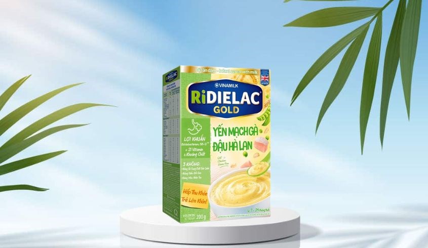 Bột ăn dặm Vinamilk RiDielac Gold yến mạch, gà và đậu hộp 200g (7 - 24 tháng)