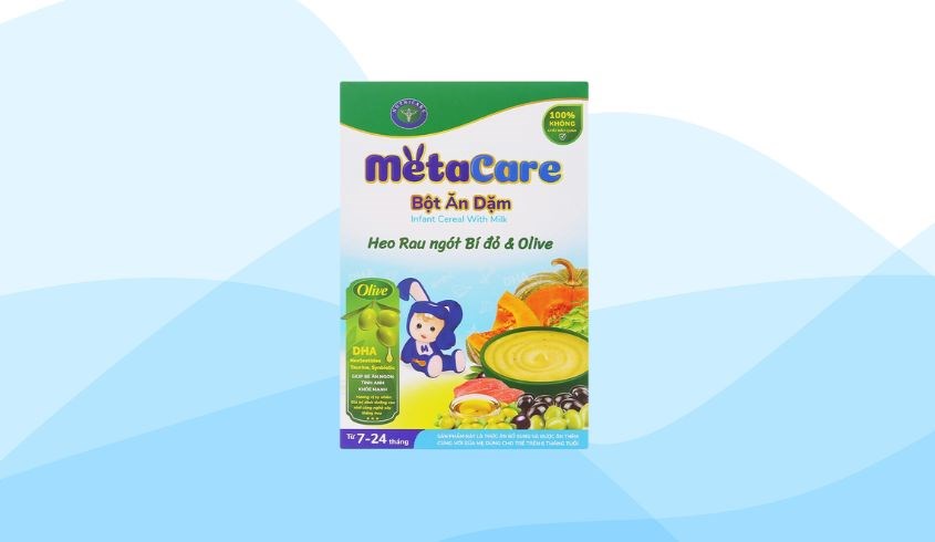 Bột ăn dặm MetaCare heo, rau ngót, bí đỏ và olive hộp 200g (7 - 24 tháng)