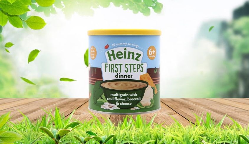 Bột ăn dặm Heinz bột ngũ cốc, súp lơ, bông cải và phô mai lon 200g (từ 6 tháng)