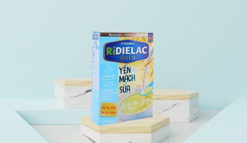 Bột ăn dặm Vinamilk RiDielac Gold yến mạch, sữa hộp 200g (6 - 24 tháng)