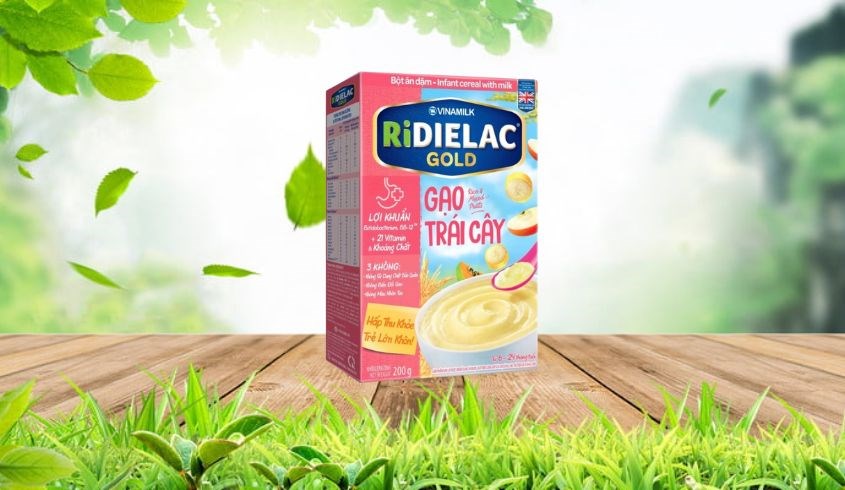 Bột ăn dặm Vinamilk RiDielac Gold gạo và trái cây hộp 200g (6 - 24 tháng)
