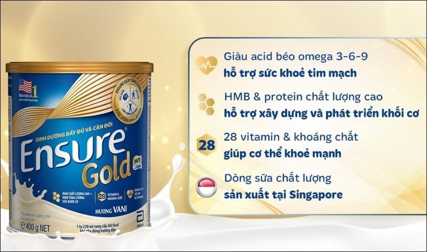 Sữa bột người lớn Ensure Gold hương vani 400g Sữa bột người lớn Ensure Gold hương vani 400g