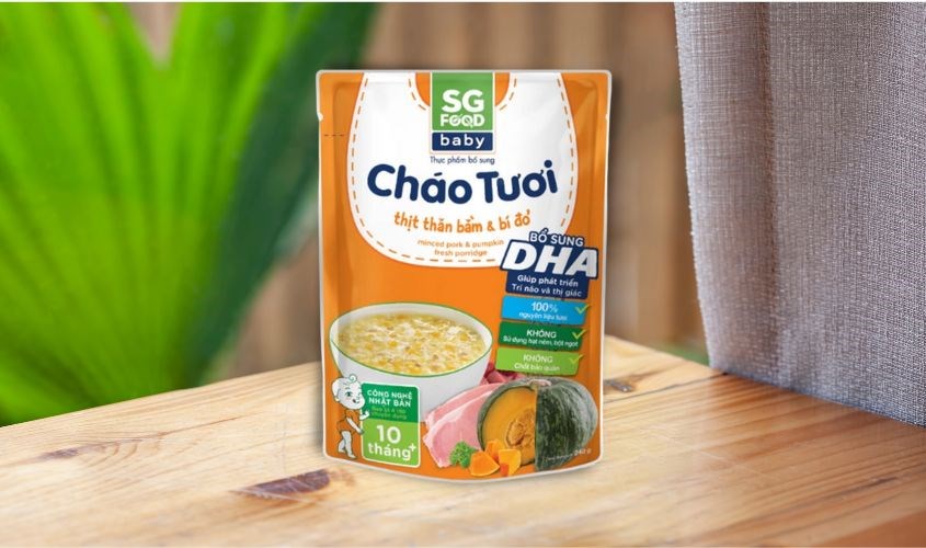 Cháo tươi SG Food Baby vị thịt thăn bằm, bí đỏ gói 240g (từ 10 tháng)