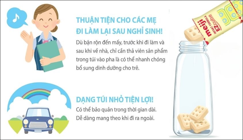 Sữa Meiji dạng viên thuận tiện mang theo