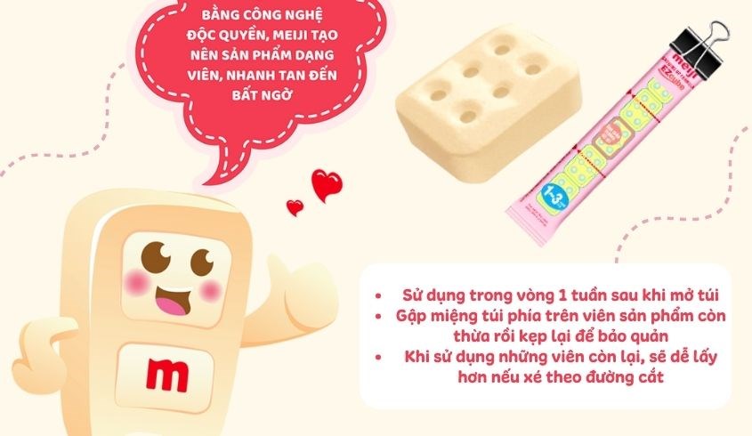 Sữa Meiji thanh dễ dàng bảo quản
