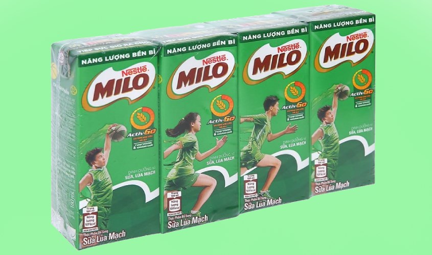 Lốc 4 hộp thức uống lúa mạch Nestlé Milo 180 ml đầy dinh dưỡng