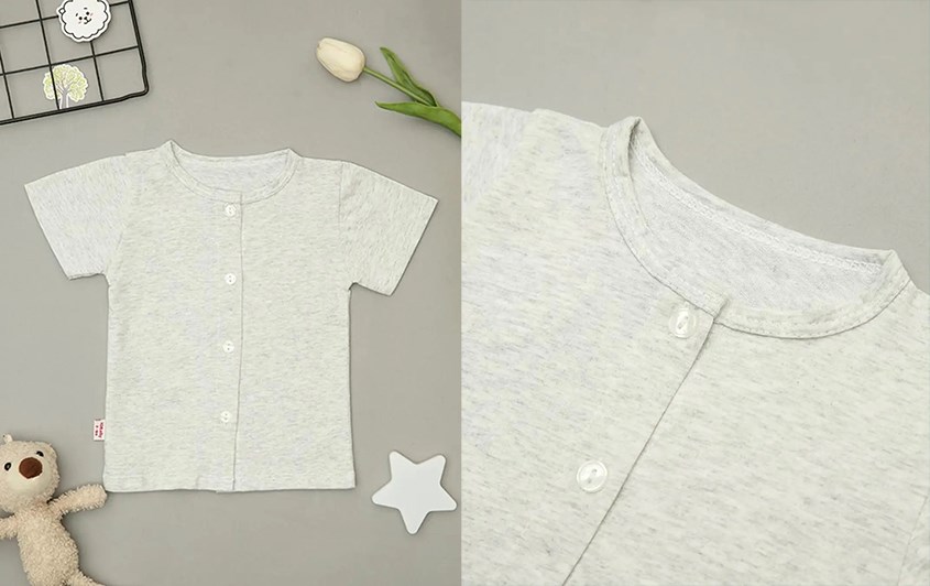 Áo tay ngắn IQ Baby màu xám nhạt