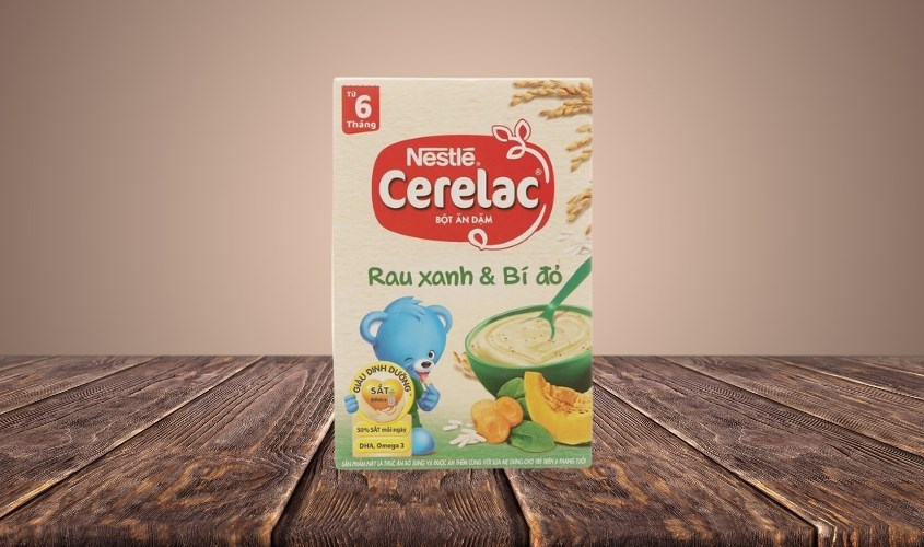 Bột ăn dặm Nestlé Cerelac rau xanh, bí đỏ hộp 200g (từ 6 tháng)