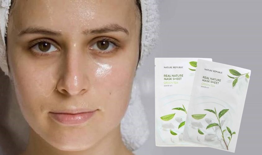 Mặt nạ giấy Trà Xanh cấp ẩm, ngăn ngừa mụn Nature Republic Real Nature Green Tea 23 ml 