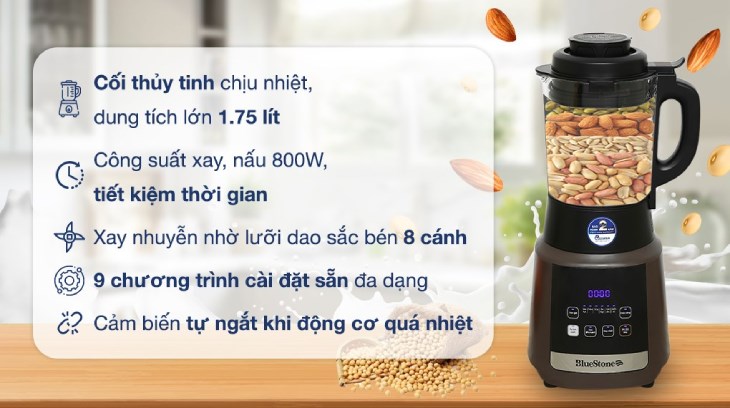 Máy làm sữa hạt đa năng BlueStone BLB-6031 tích hợp nhiều tính năng nổi bật, phục vụ tốt đa dạng các nhu cầu của người dùng