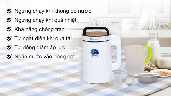 Máy làm sữa đậu nành BlueStone SMB-7329 được tích hợp nhiều tiện ích đi kèm, đảm bảo an toàn cho người dùng và thiết bị