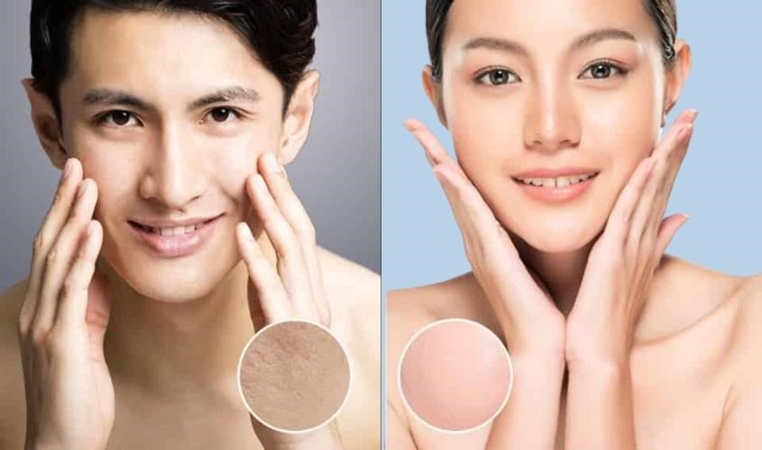 Kết cấu da của nam giới sẽ thô ráp hơn so với làn da mịn màng của nữ