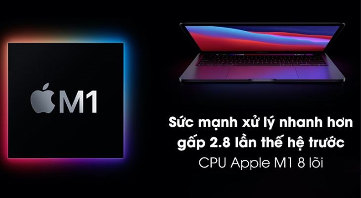 Macbook Pro M1 2020 sở hữu hiệu năng được nâng cấp sức mạnh gấp 2.8 lần thế hệ trước
