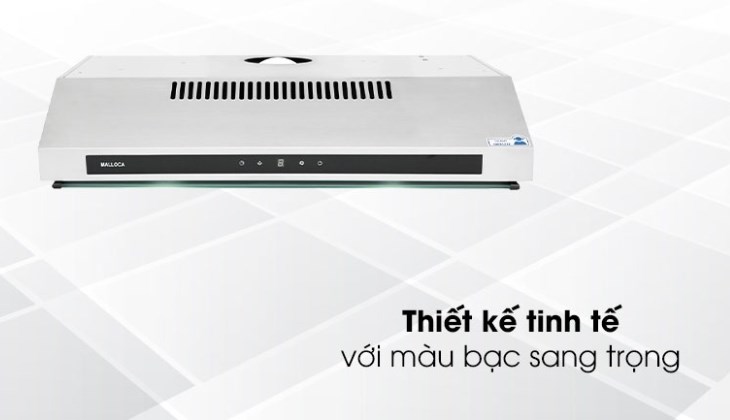 Thiết kế áp tường máy hút mùi áp tường Malloca H342.7 TC sang trọng, giúp tiết kiệm diện tích tối đa