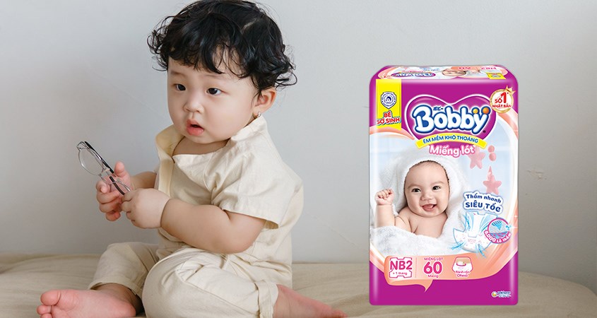 Tã lót Bobby size NB2 60 miếng (Trên 1 tháng)
