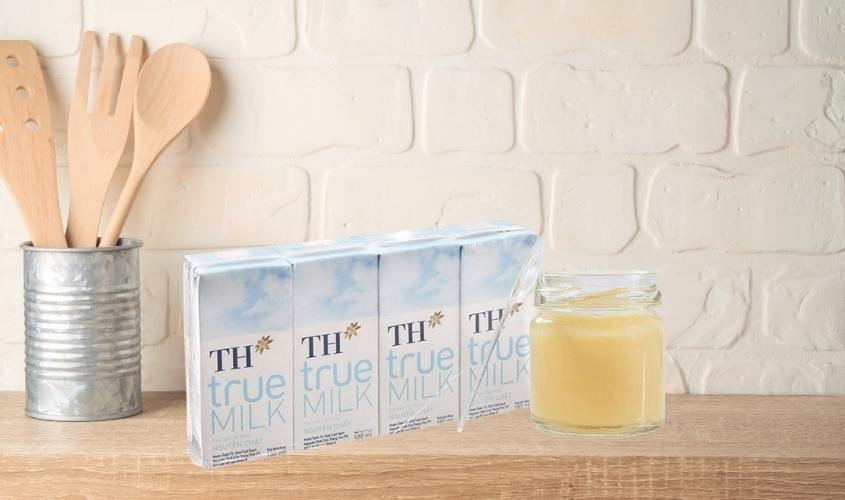 Làm mặt nạ sữa ong chúa với lốc 4 hộp sữa tươi TH true MILK không đường 180 ml