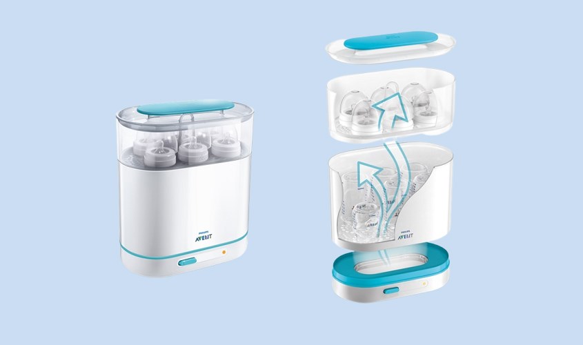 Máy tiệt trùng bình sữa Philips Avent sử dụng hơi nước tự nhiên để tiệt trùng đồ dùng
